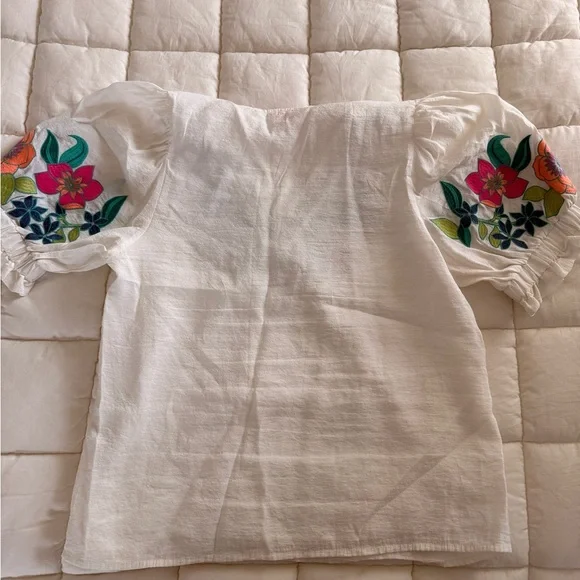THML White Blouse with Colorful Floral Embroidery - Picture 2 of 5